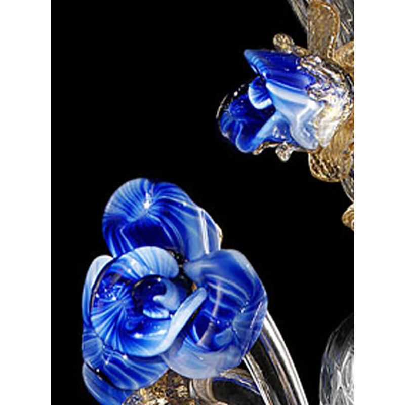 Venetian Blue And Gold Flowers Murano Style Glass Chandelier photo furniture