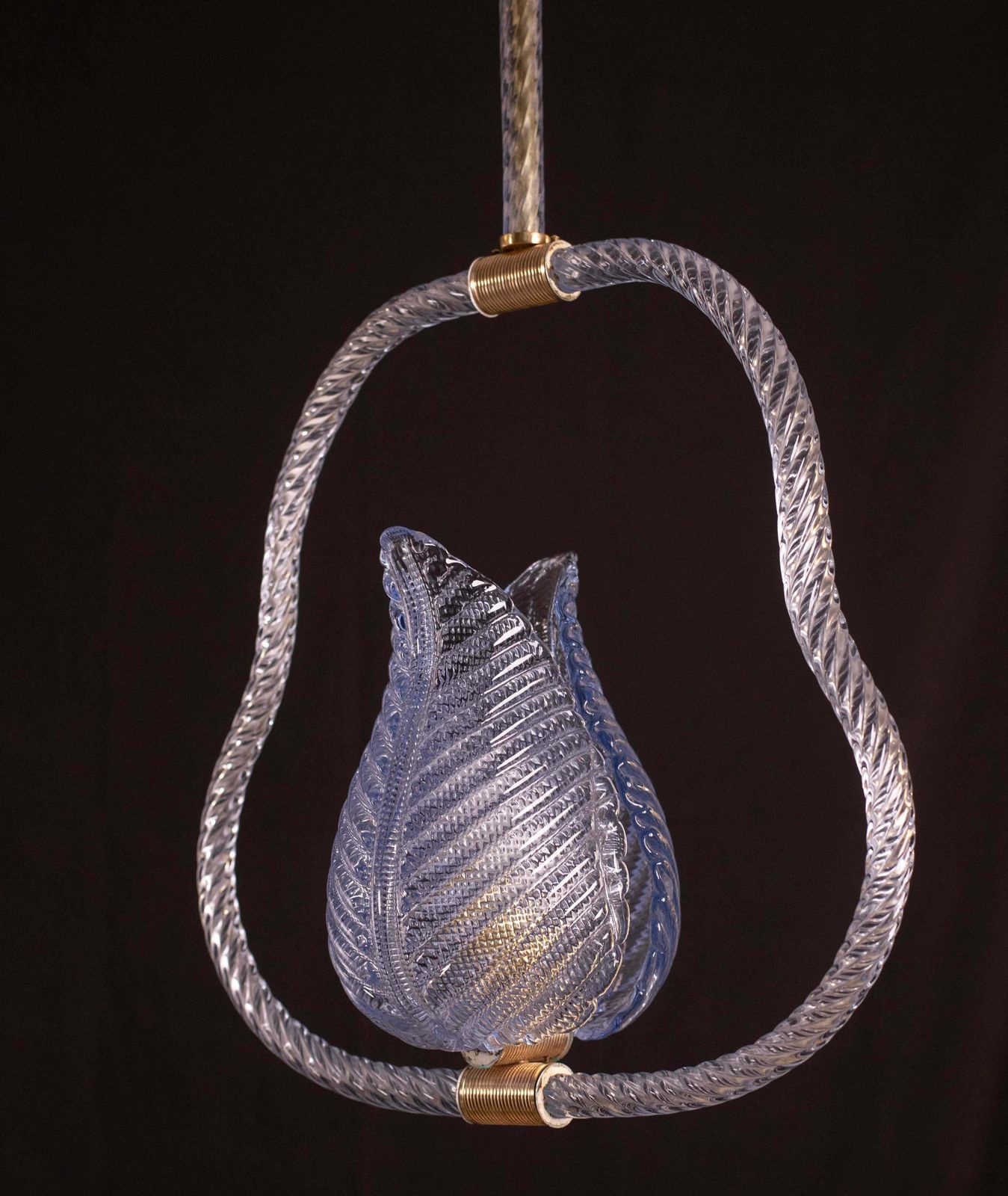 photo furniture Blu Murano Glass Chandelier By Barovier E Toso, 1950s