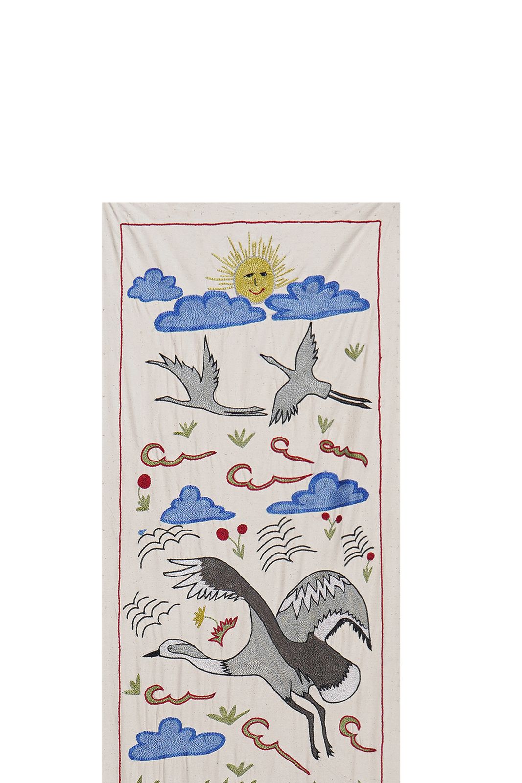 Uzbek Suzani Wall Art   Animal Pictorial Floral Embroidery Perfect For Or Home Designs 1'6'' X 4'6'' photo furniture