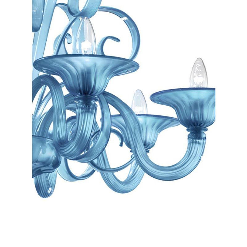 Contemporary Venetian Blue Satin Murano Glass Chandelier photo for sale