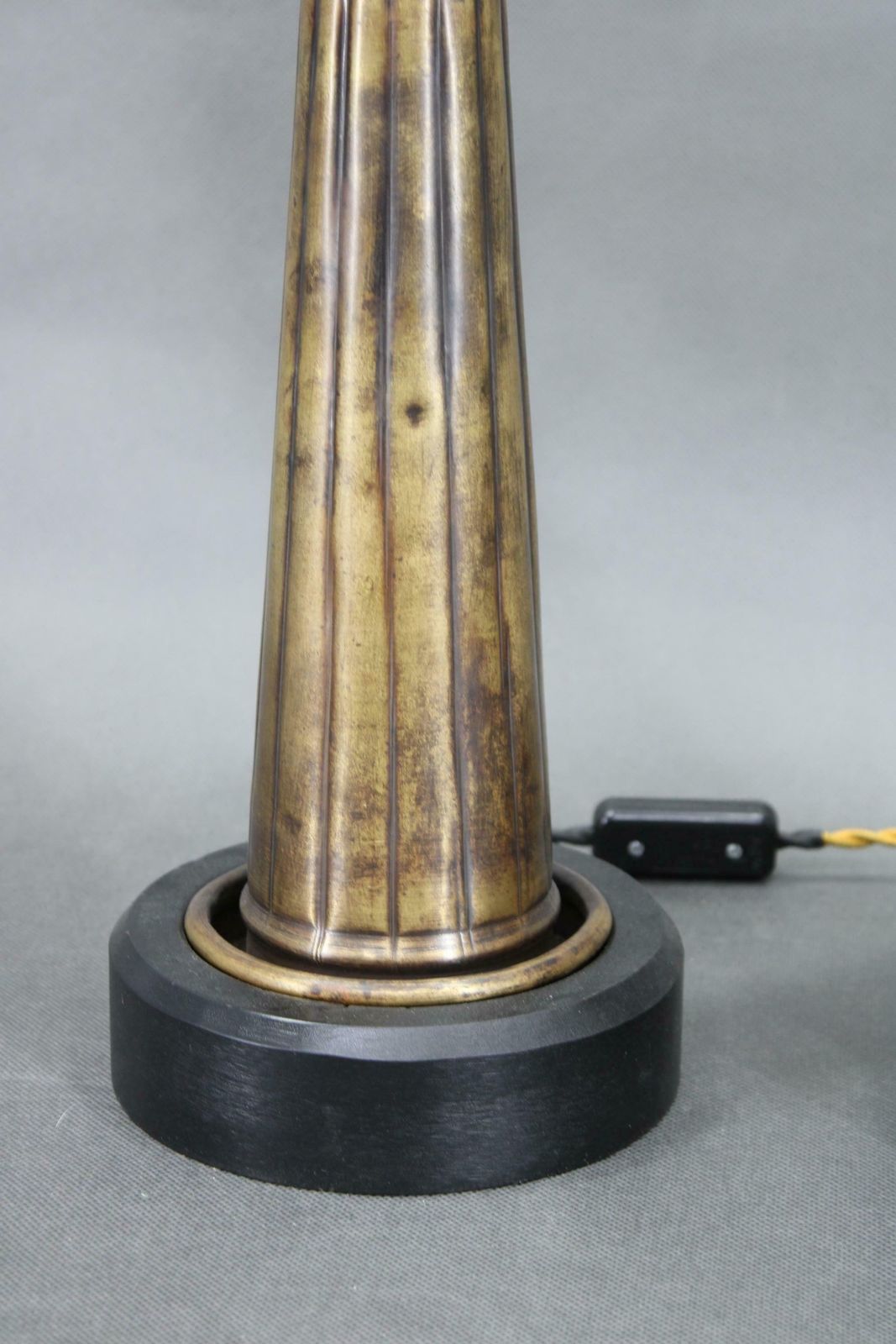 1940s Pair Of Italian Restored Brass Table Lamps With Glass Shades photo Lighting