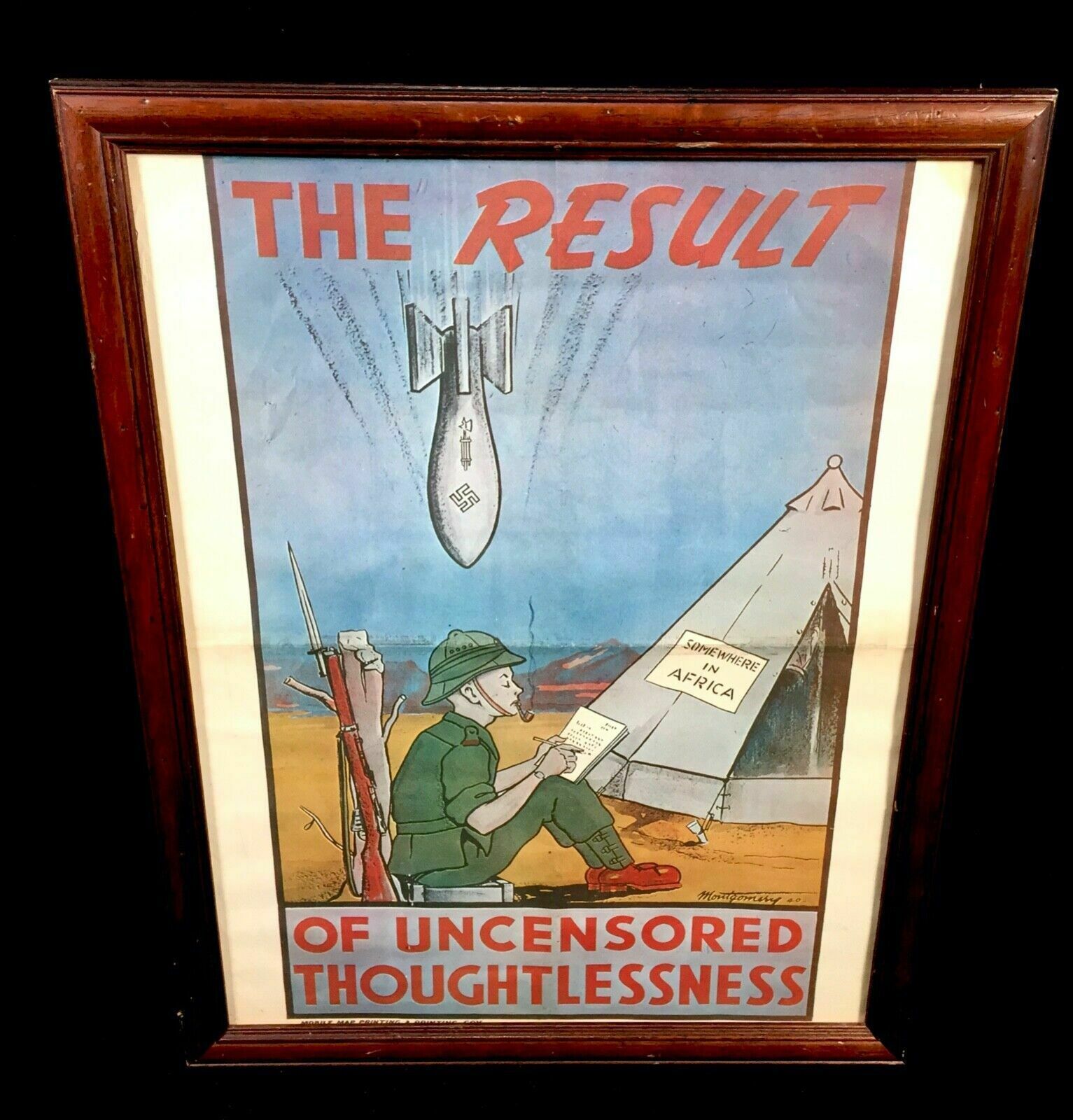 Wwii Propaganda Poster   Framed   The Result Of Uncensored Thoughtlessness photo furniture