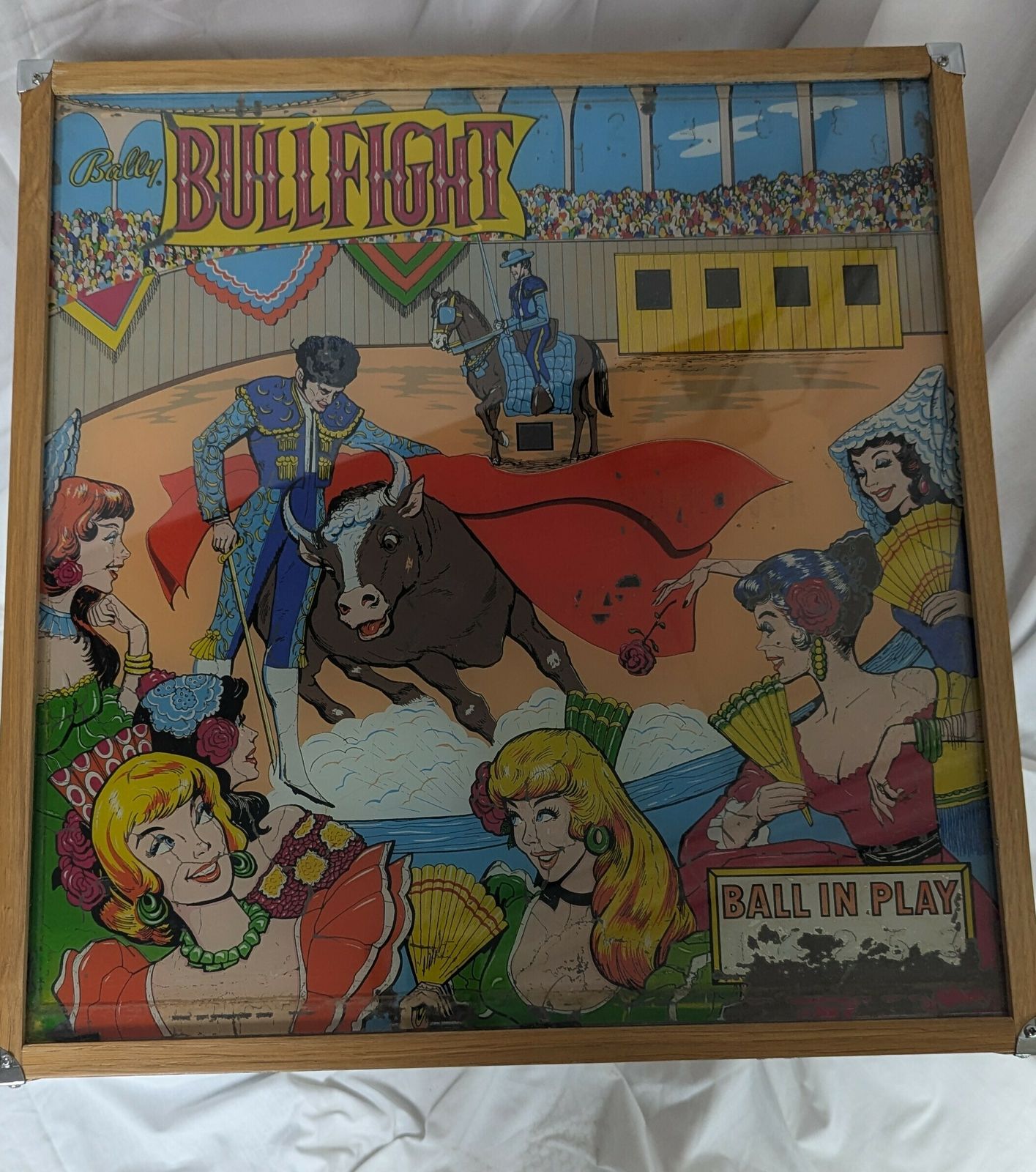 "Bullfight"Pinball Machine Backglass Table. photo furniture