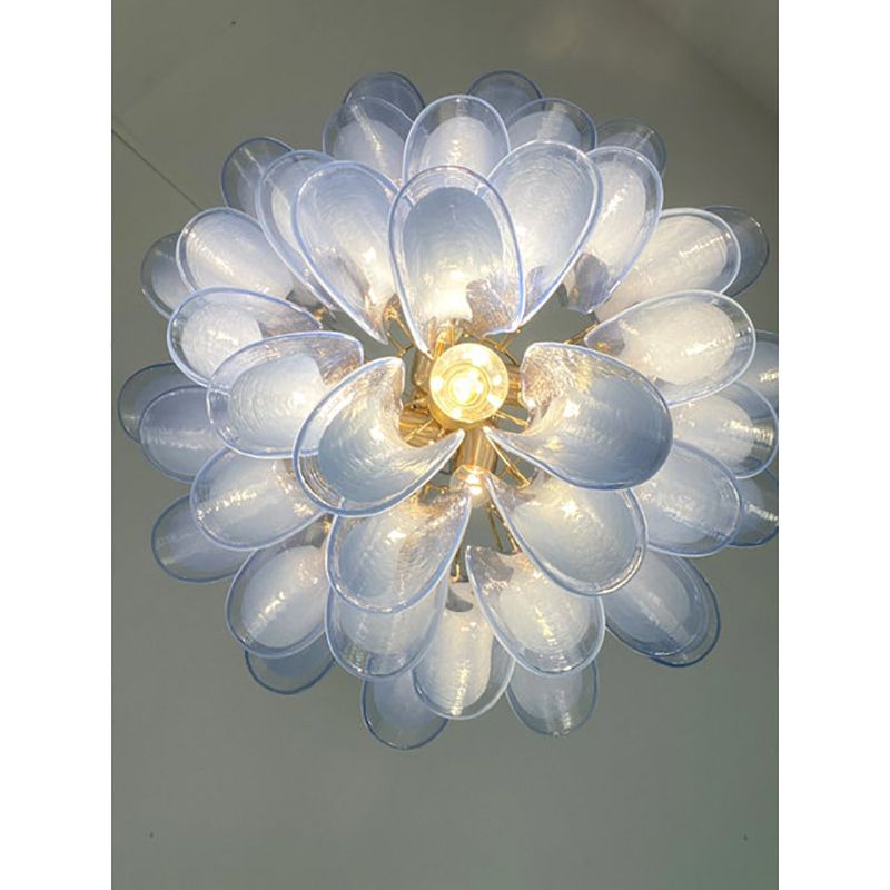 Blue “Selle Petali” Murano Style Glass Sputnik Chandelier photo furniture