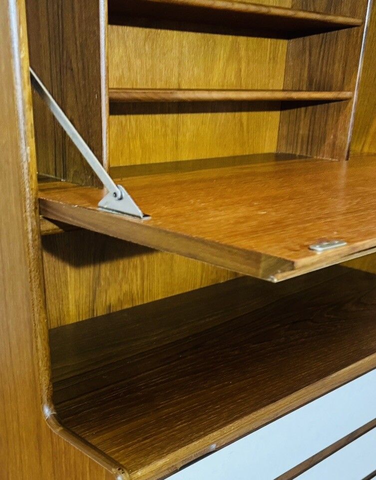 225.0 Turnidge Teak Desk Bookcase Chest Of Drawers Mid Century Retro photo