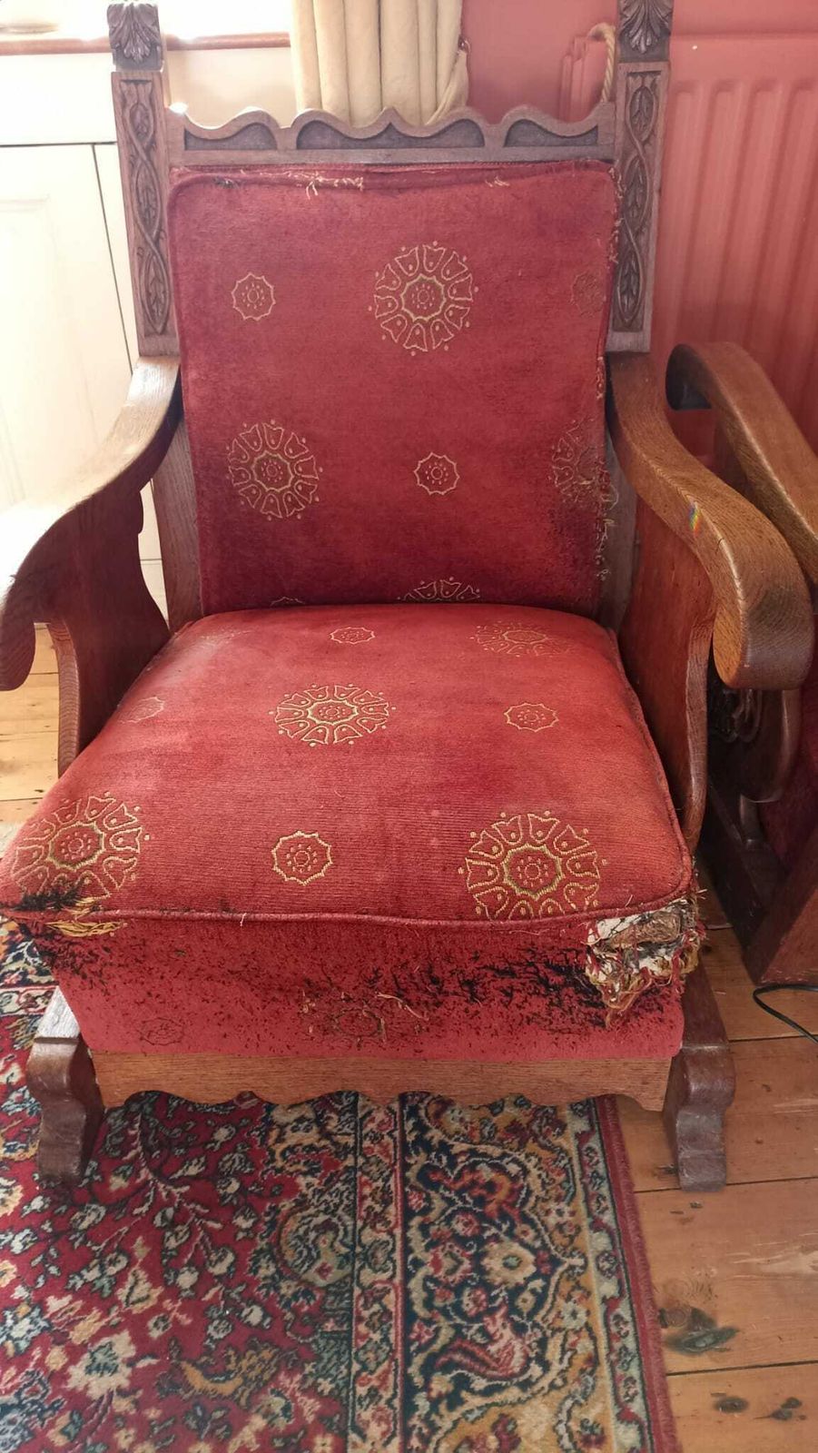 Pair Of Vintage Library Armchairs. Golden Oak. Restoration Project