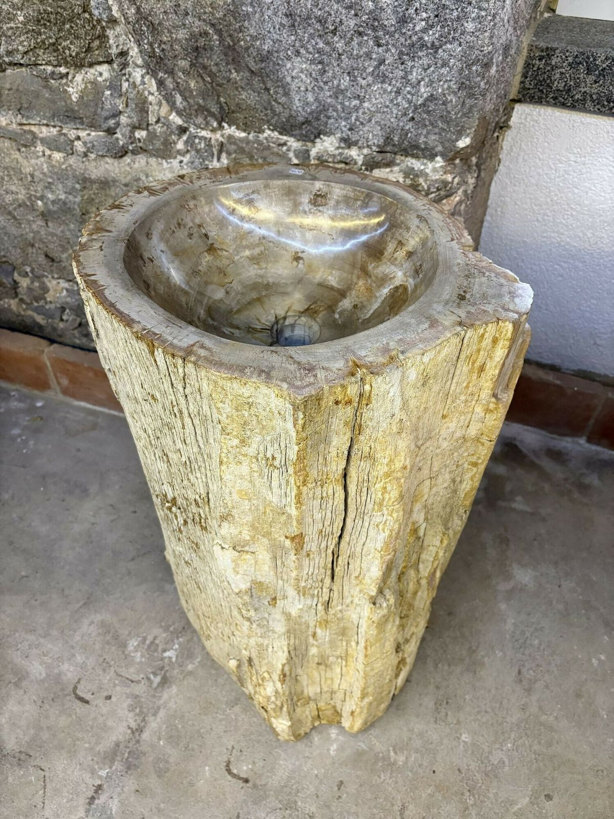 photo vinterior Organic Modern Petrified Wood Pedestal Sink, Idn 2025