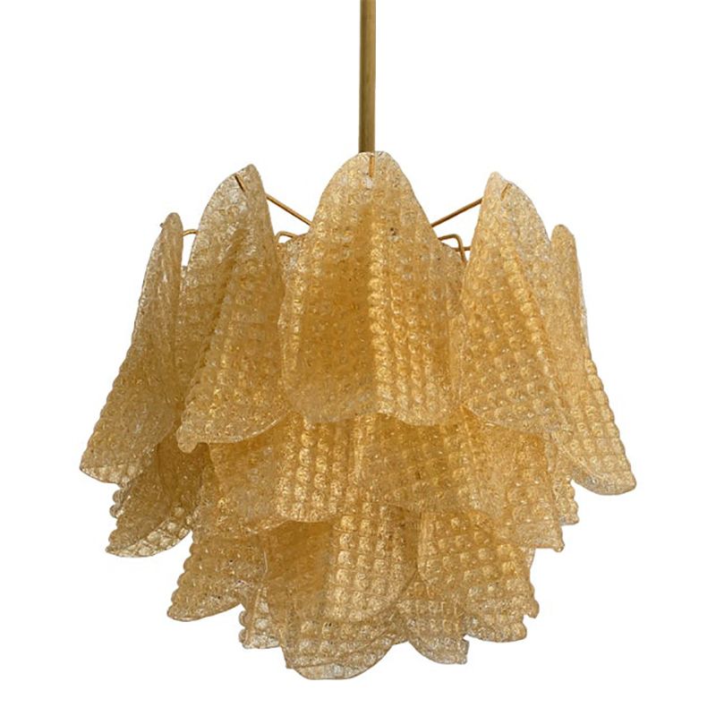 Contemporary Gold Graniglia “Rondine” Murano Style Glass Chandelier