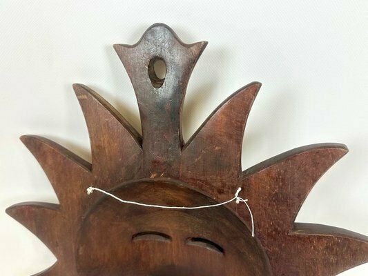 photo for sale Wooden Carved Sun Face Sunburst Wall Sculpture, 20th Century