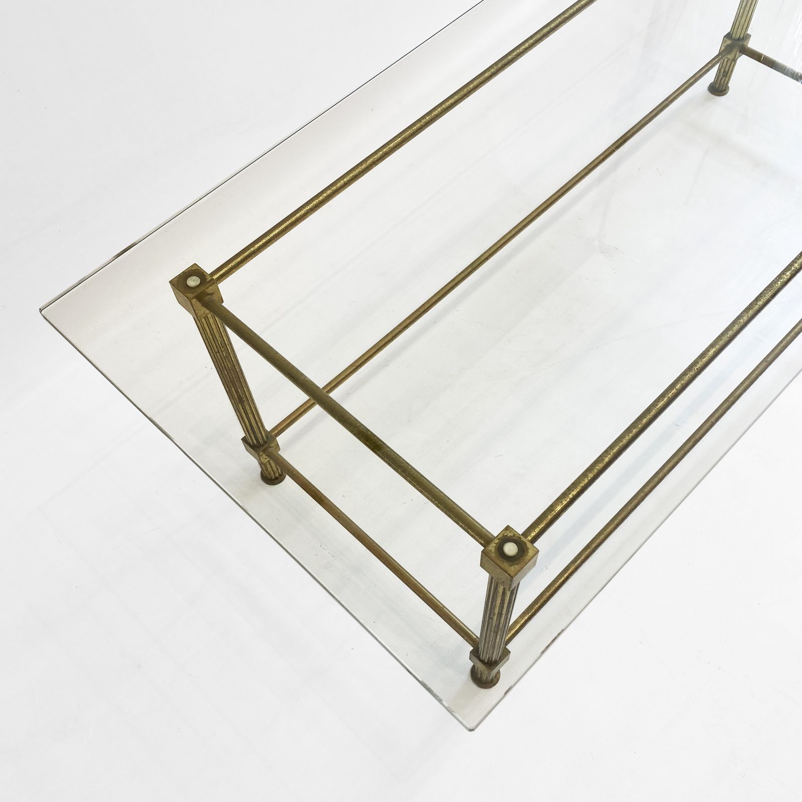 Aldo Tura Brass Coffee Table 1960s Midcentury Glass Neoclassical photo 1450.0