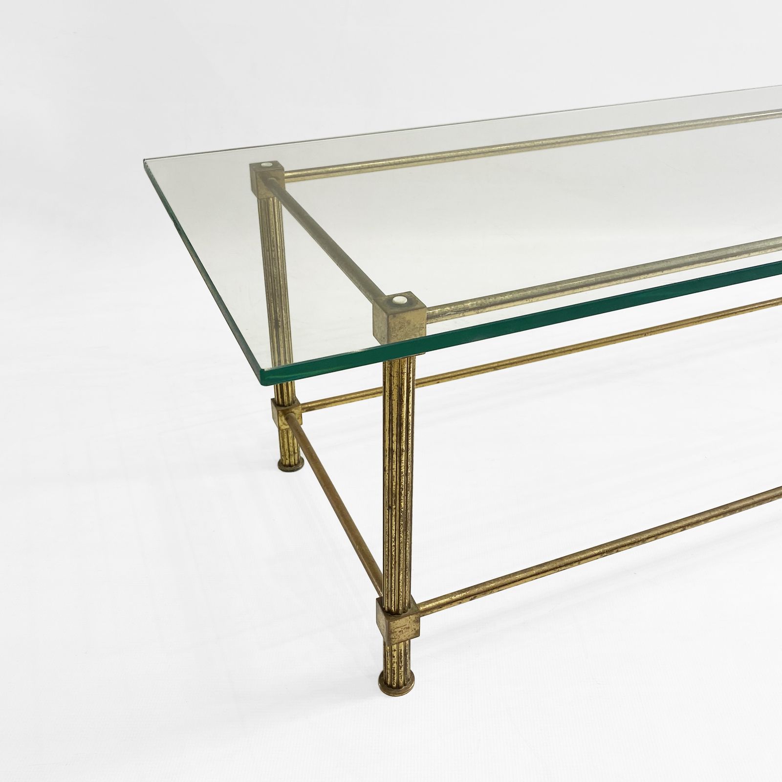 Aldo Tura Brass Coffee Table 1960s Midcentury Glass Neoclassical photo vinterior
