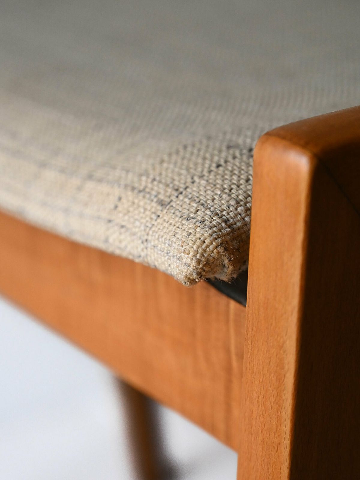 Scandinavian Footstool With Birch Frame And Legs And Lightly Padded Seat. photo vinterior