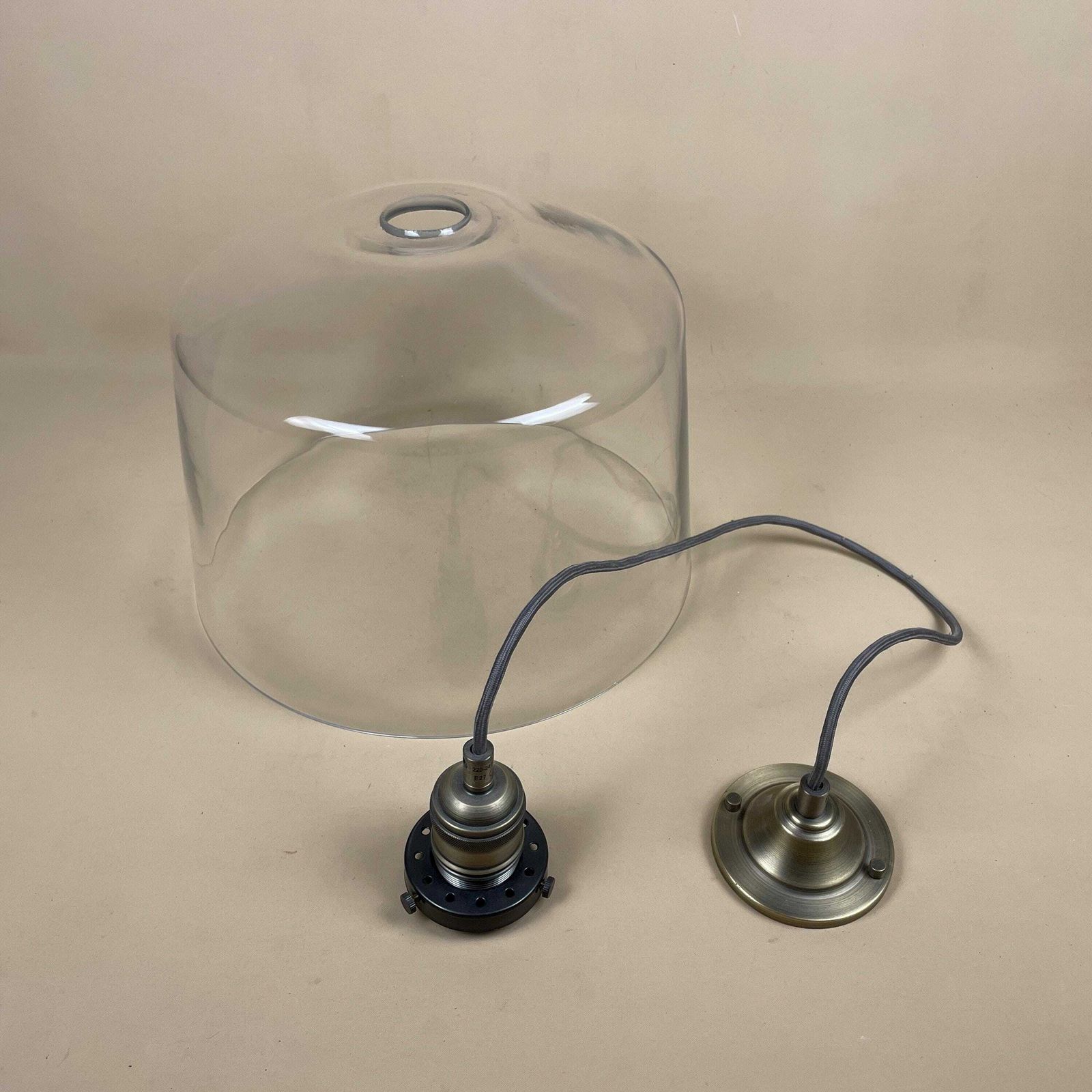 Heals Ceiling Light Brass Gold Metal Hanging Pendent Clear Glass Globe Dome Round Wire Suspended Heal's photo furniture
