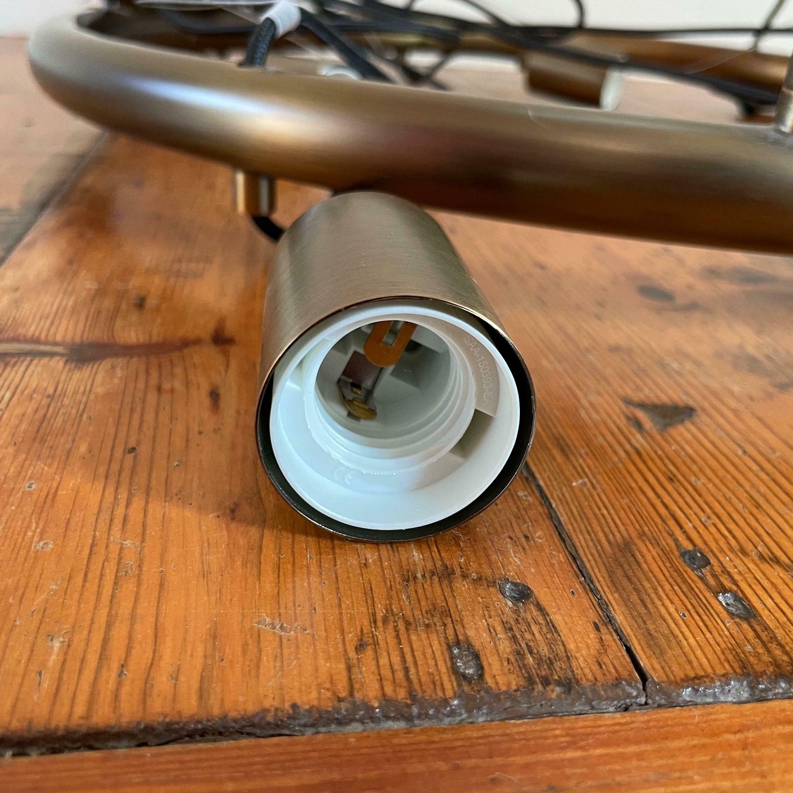 Soho Home Ceiling Light Brass Metal Hanging Large Chandelier Groot Rrp 1500 Round Gold Black Pendent Statement 6 Lights Wire Suspended photo Lighting