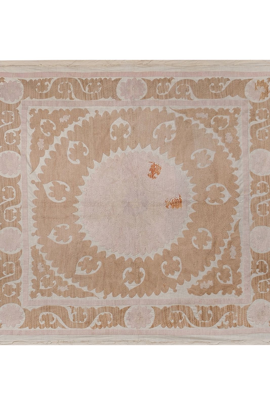 Vintage Bukhara Suzani Throw   Pink And Tan Bohemian Wall Decor   Ethnic Textile 4'10'' X 5'5'' photo 200.0