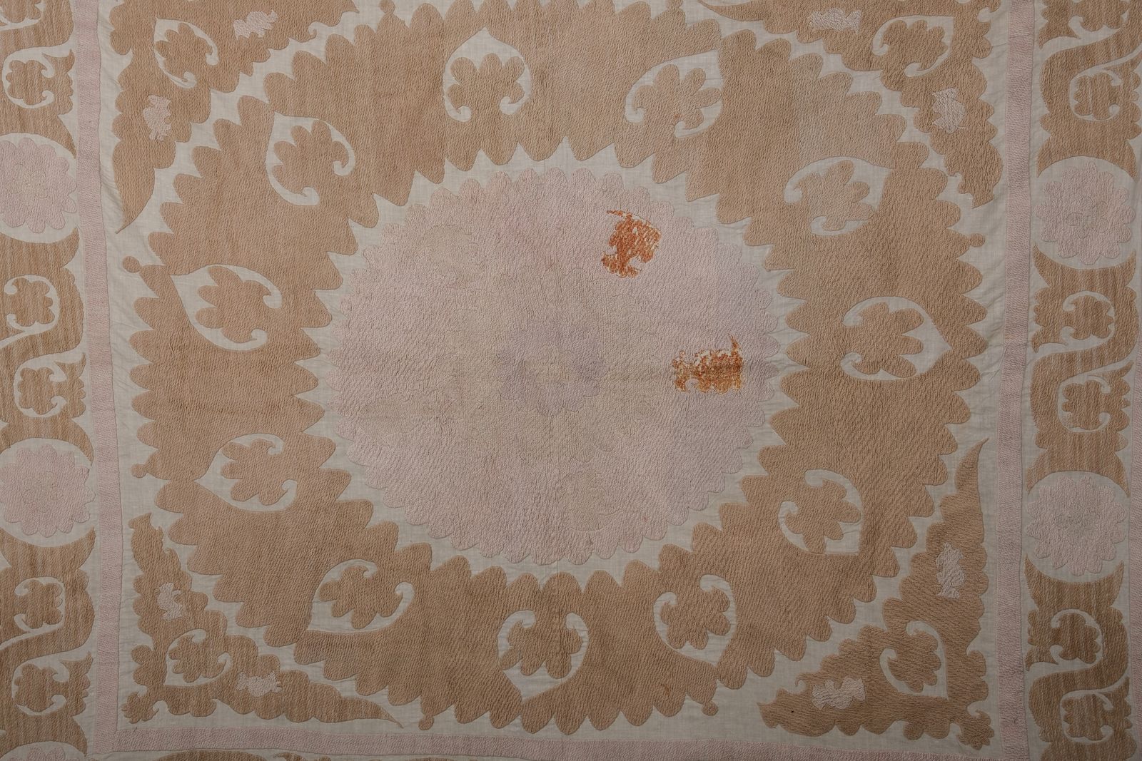 photo furniture Vintage Bukhara Suzani Throw   Pink And Tan Bohemian Wall Decor   Ethnic Textile 4'10'' X 5'5''