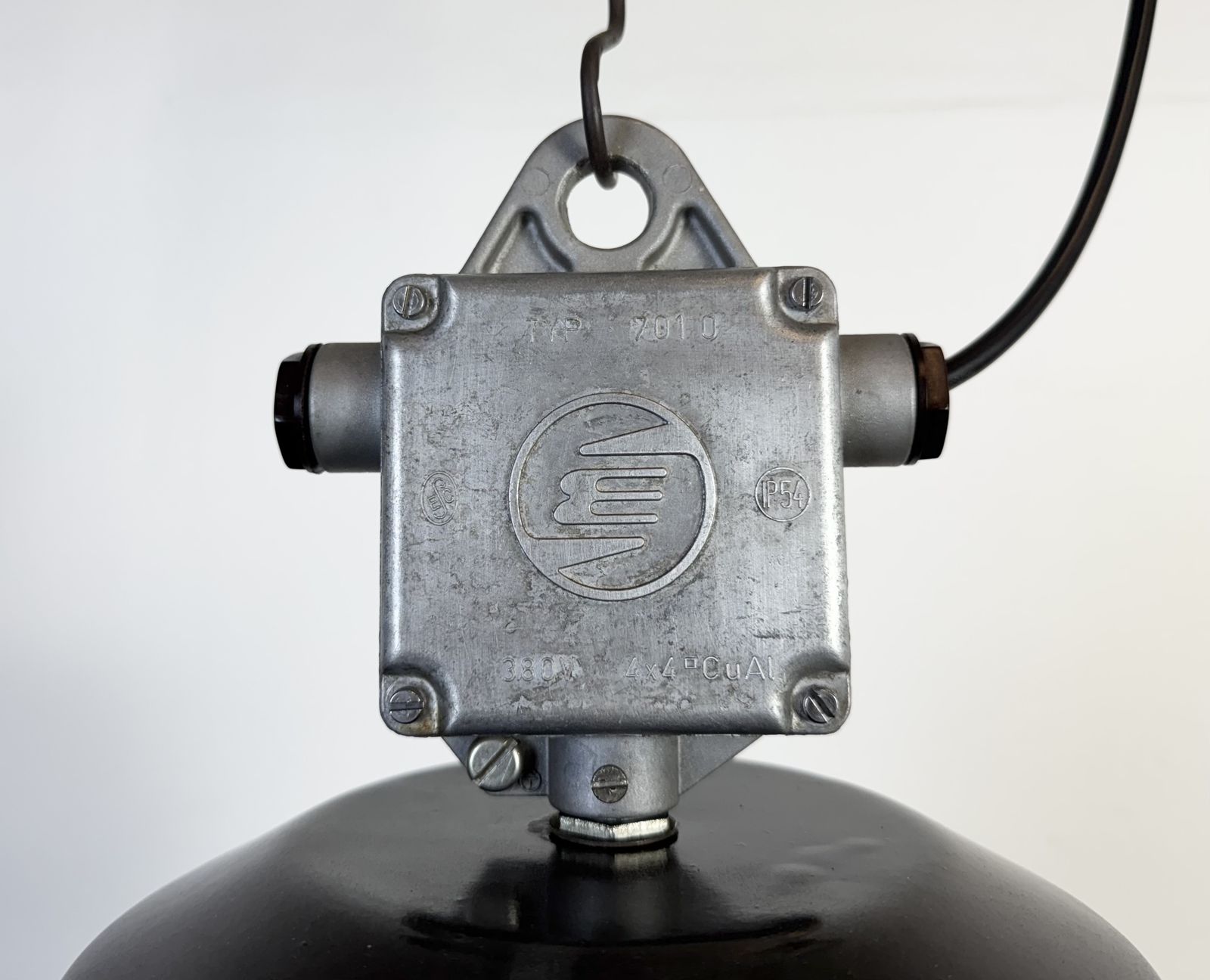 Large Black Enamel Industrial Lamp With Clear Glass Cover From Elektrosvit, 1960s, 20x photo buy