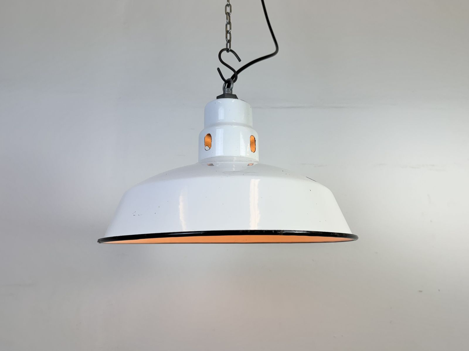 219.0 Industrial White Enamel Factory Pendant Lamp From Abolite, 1960s photo