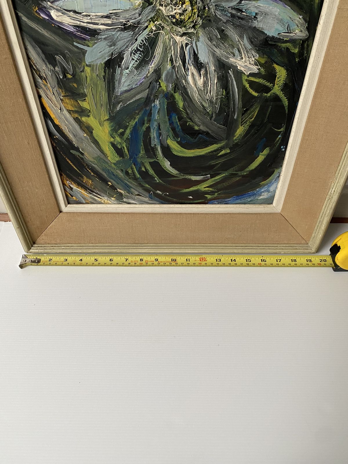 photo furniture Mid Century Oil Painting Large Flower Signed Souster