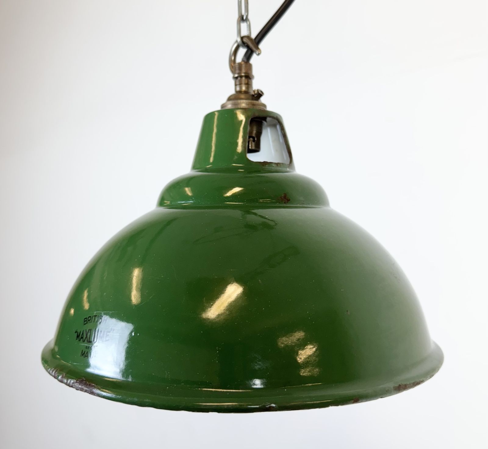 photo buy Industrial Green Enamel Factory Pendant Lamp From Maxlume, 1960s