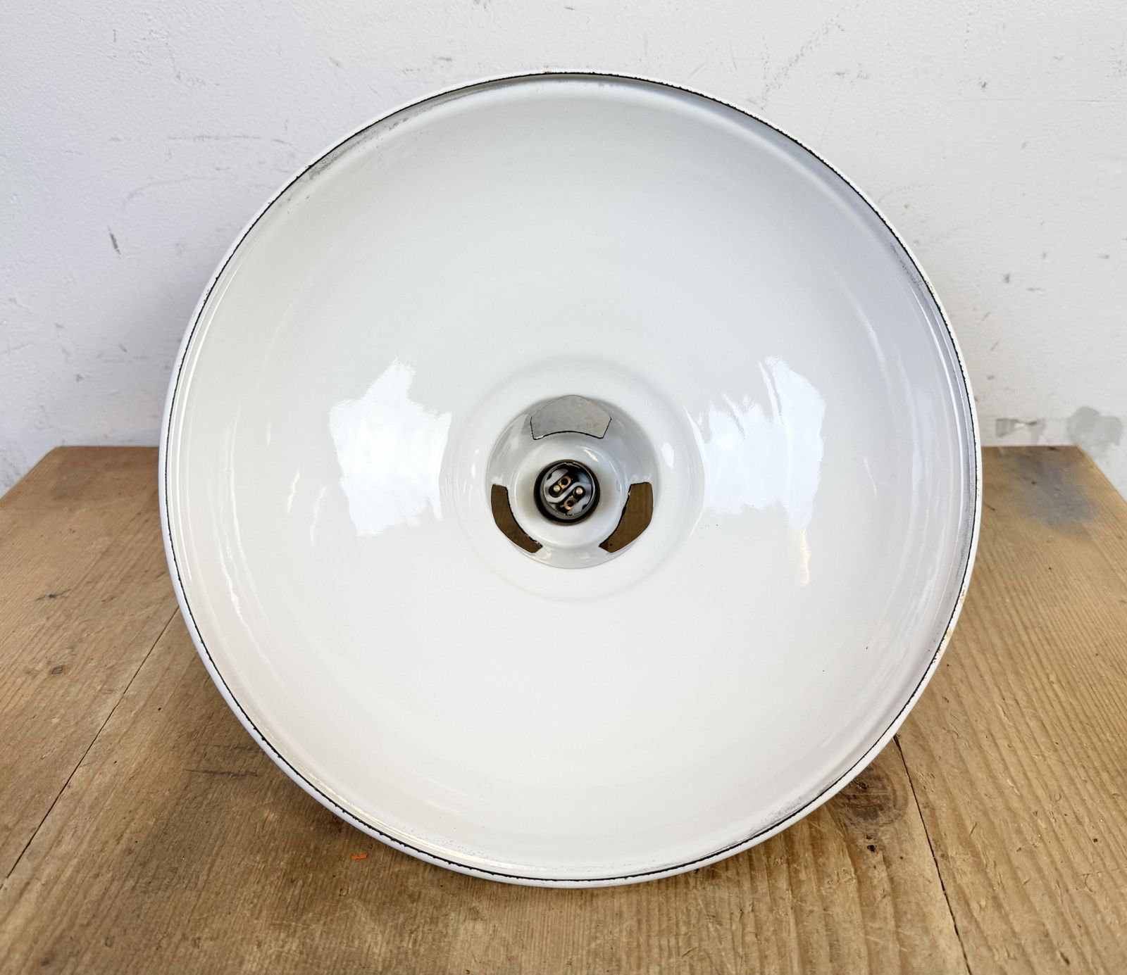 219.0 Industrial White Enamel Factory Pendant Lamp From Thorlux, 1960s photo