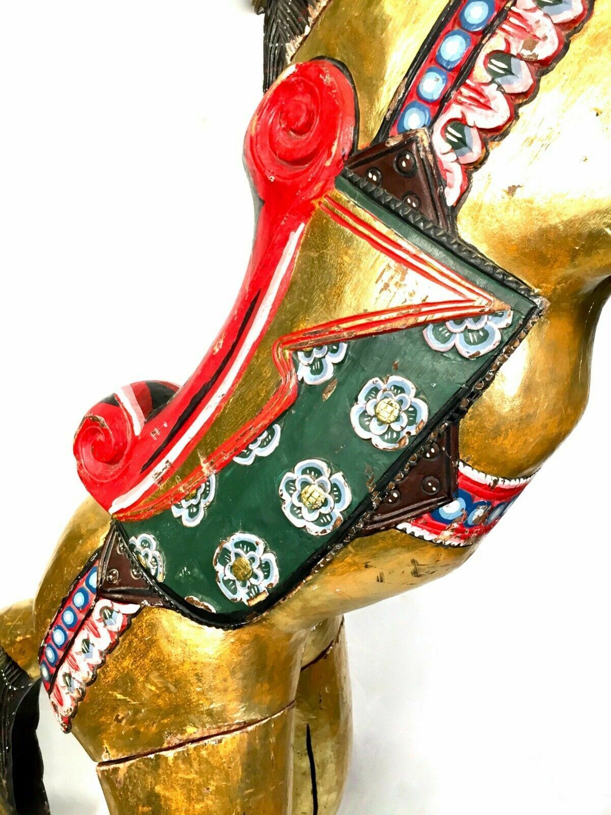 Antique Edwardian Period Solid Wood Fairground Carousel Ride Horse C.1900 Large photo furniture