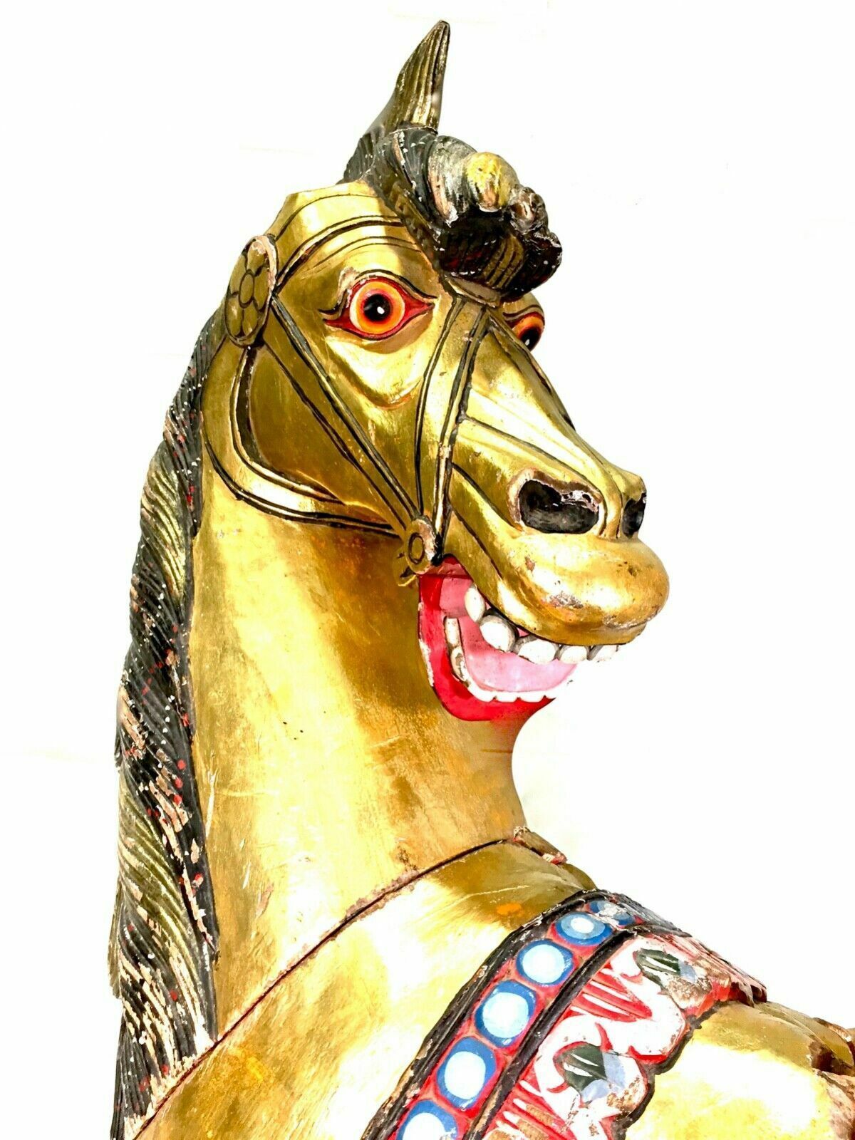Antique Edwardian Period Solid Wood Fairground Carousel Ride Horse C.1900 Large photo for sale