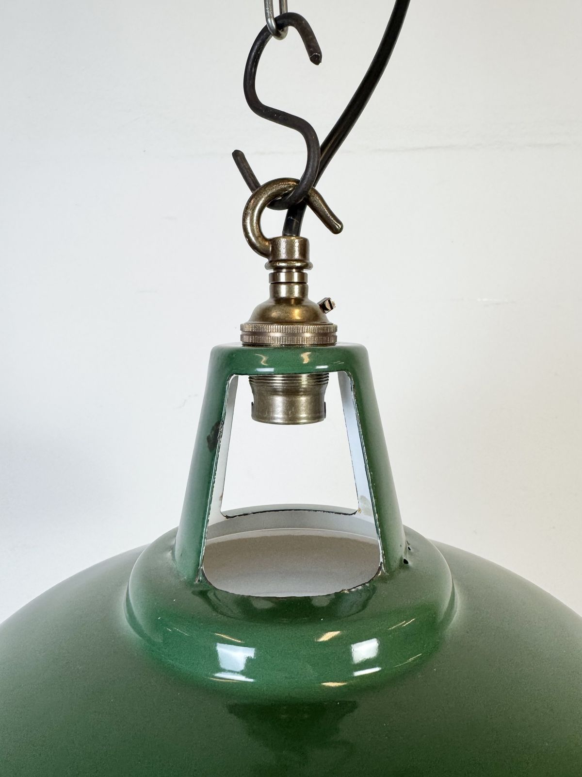 Industrial Green Enamel Factory Pendant Lamp, 1960s photo Lighting