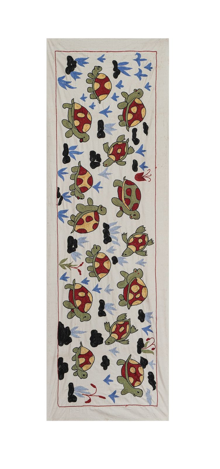 Handmade Suzani Tortoise Design Table Runner   Embroidered Turkish Decor   Unique Bohemian Home Accent 1'6'' X 4'6'' photo furniture