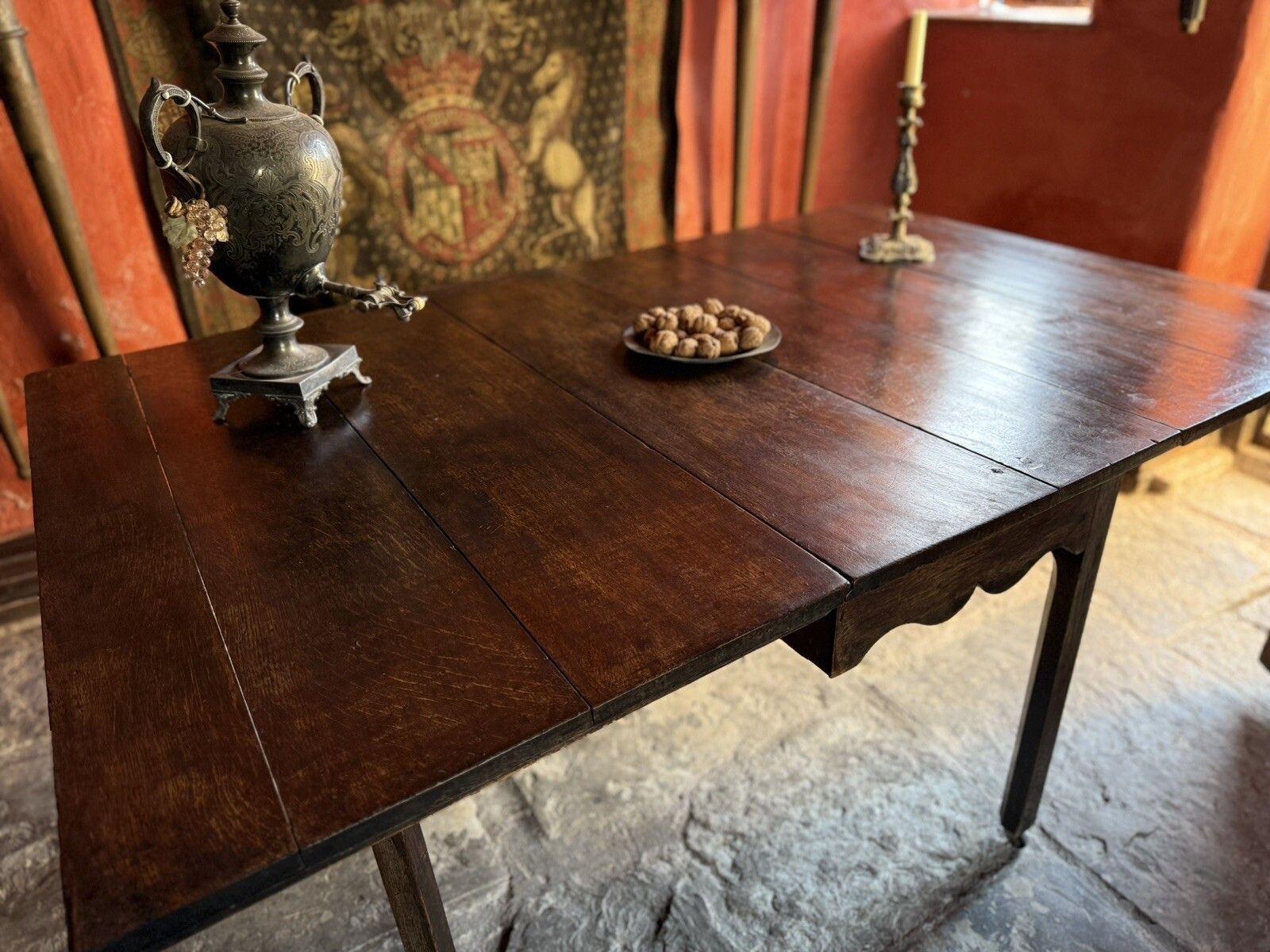 English Rare Antique Oak Plank Large Gateleg Extending Folding Table  C 1700's photo Furniture