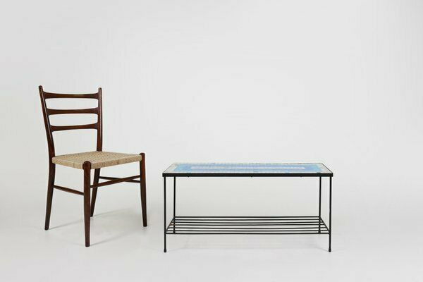 Mid Century Mosaic Coffee Table With Metal Frame, France, 1950s photo furniture
