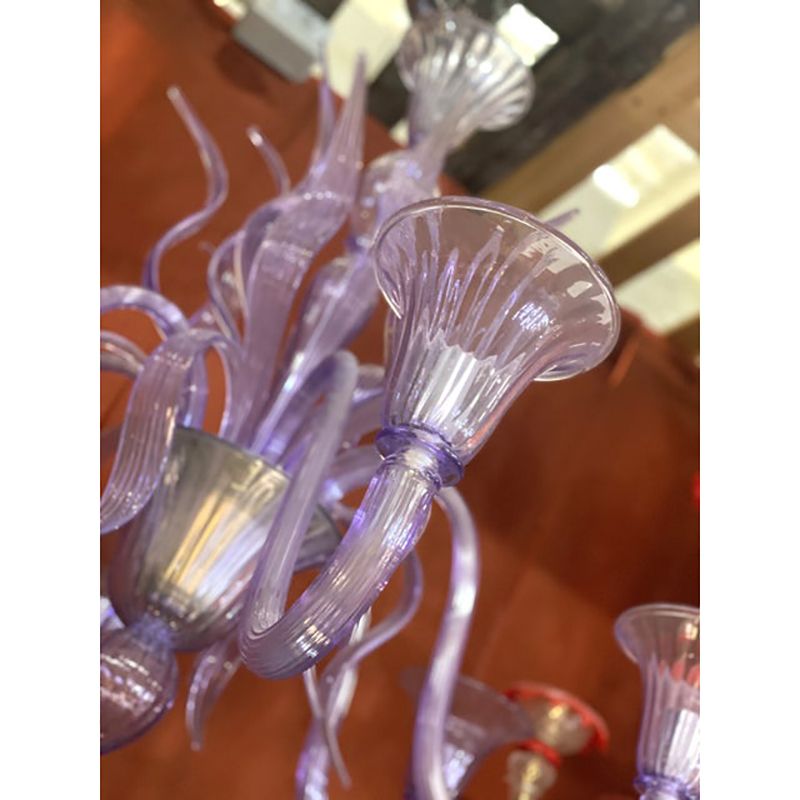 Contemporary Wisteria "Glicine" Murano Style Glass Leaf Chandelier photo for sale