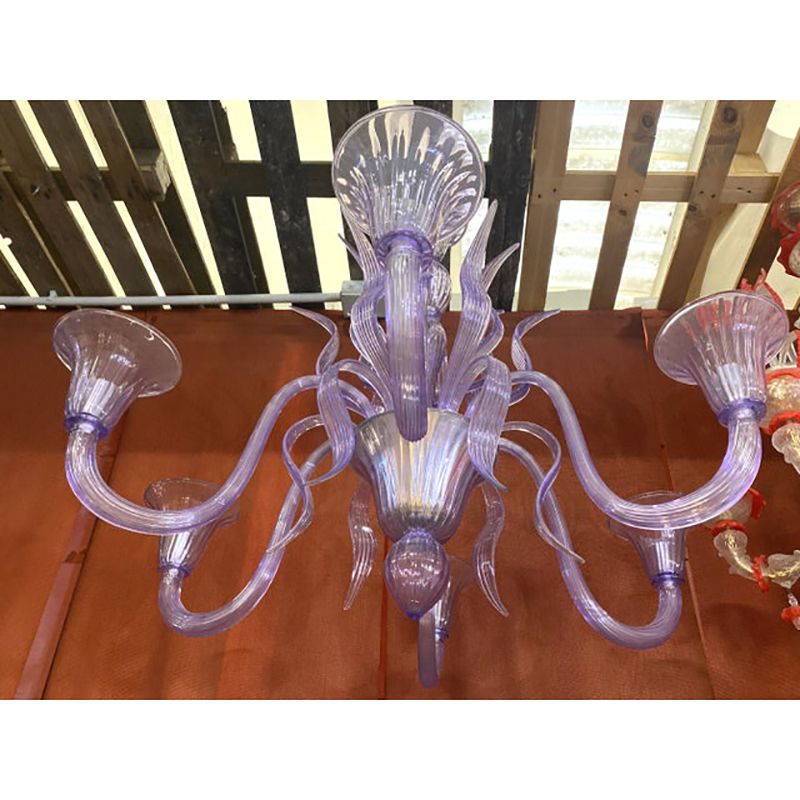 Contemporary Wisteria "Glicine" Murano Style Glass Leaf Chandelier photo 7800.0