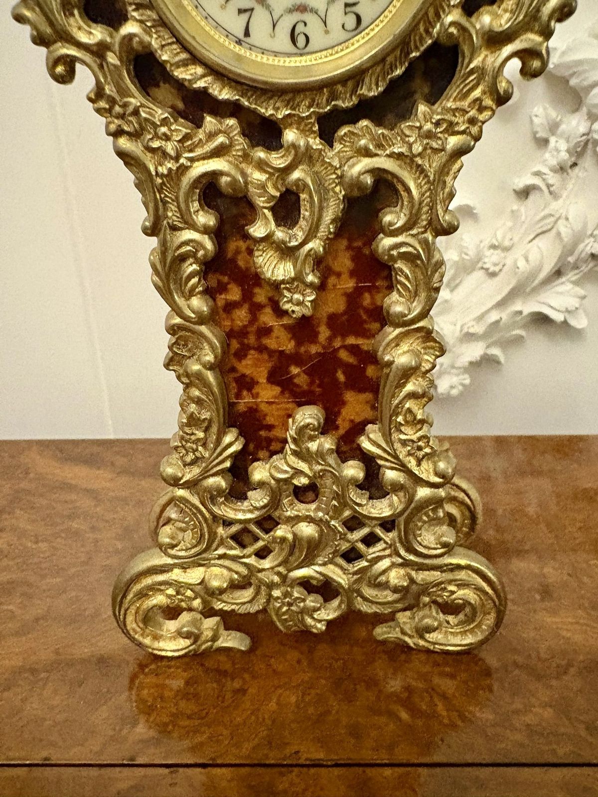 Magnificent Quality Antique Early 20th Century Ornate Gilded Brass Miniature Longcase Clock photo vinterior