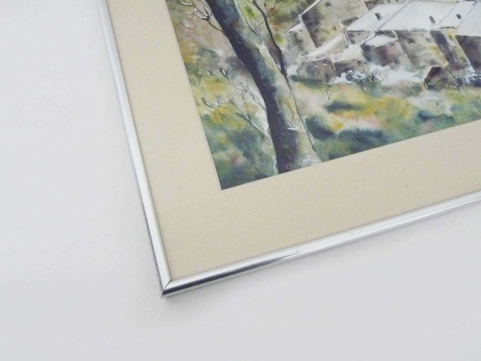 Original Watercolor Of Carani Church In The Mountains. Signed photo Art