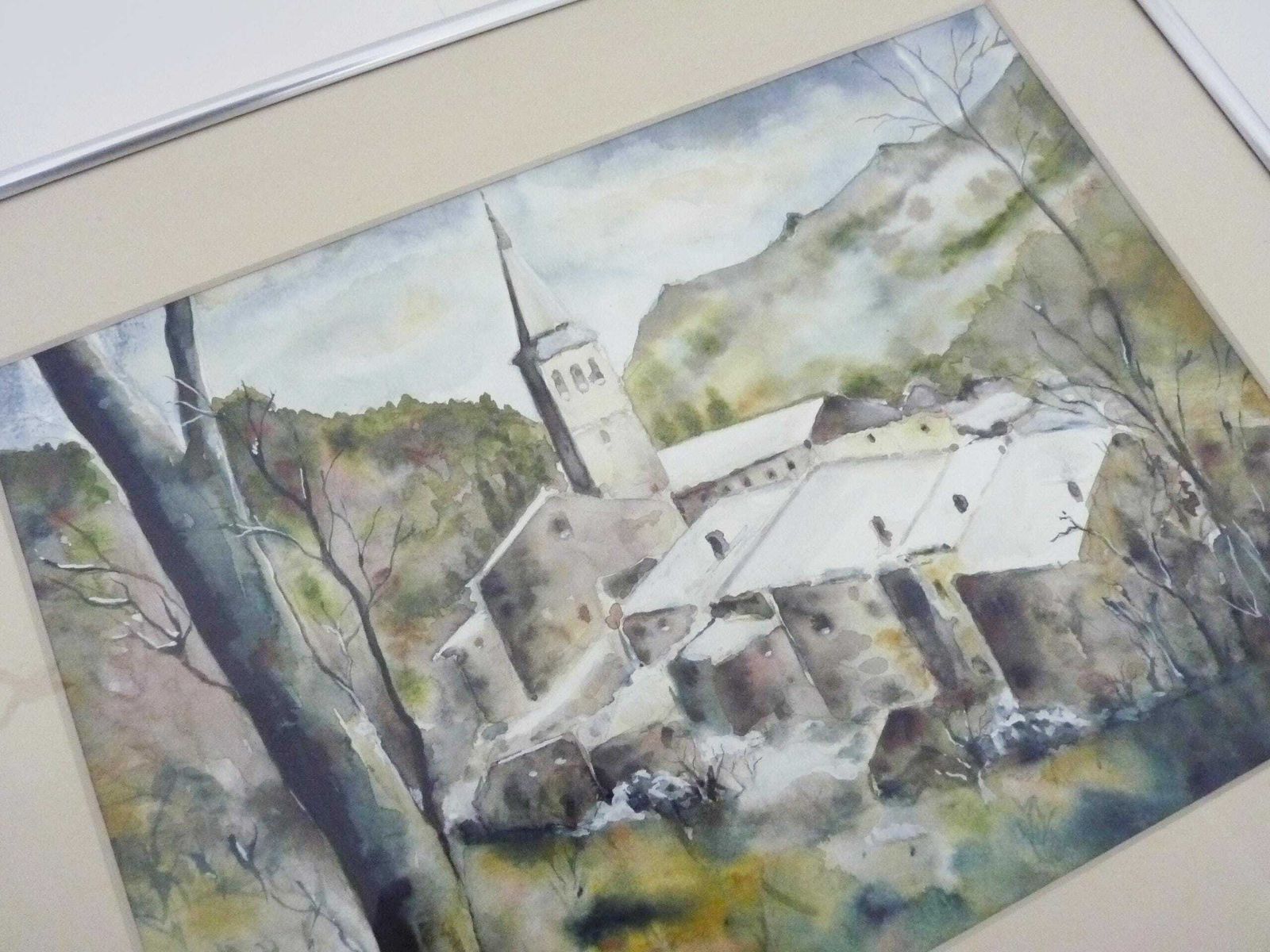 Original Watercolor Of Carani Church In The Mountains. Signed photo buy