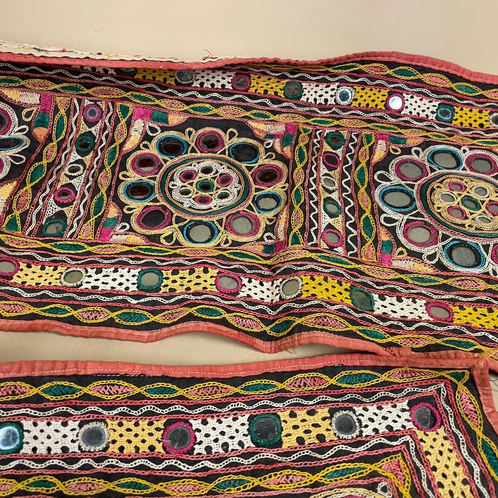 Antique Old Indian Fabric Hand Embroidered Pattern Tapestry Cotton Handmade Craft Traditional Cloth India Outfit Stitched Embellished Sewn photo 117.0