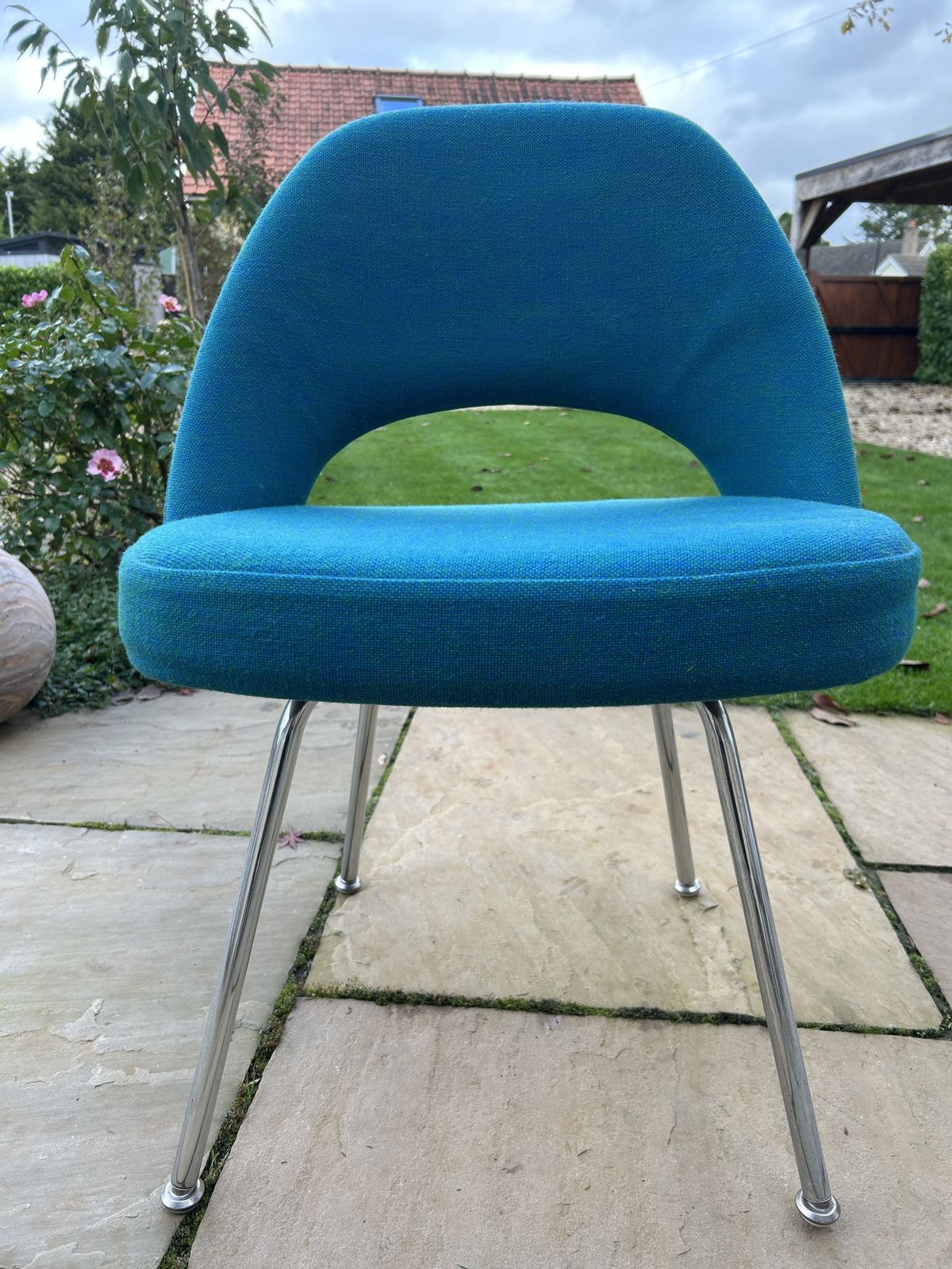 Saarinen Conference Chairs, Blue Upholstery, Polished Legs photo furniture