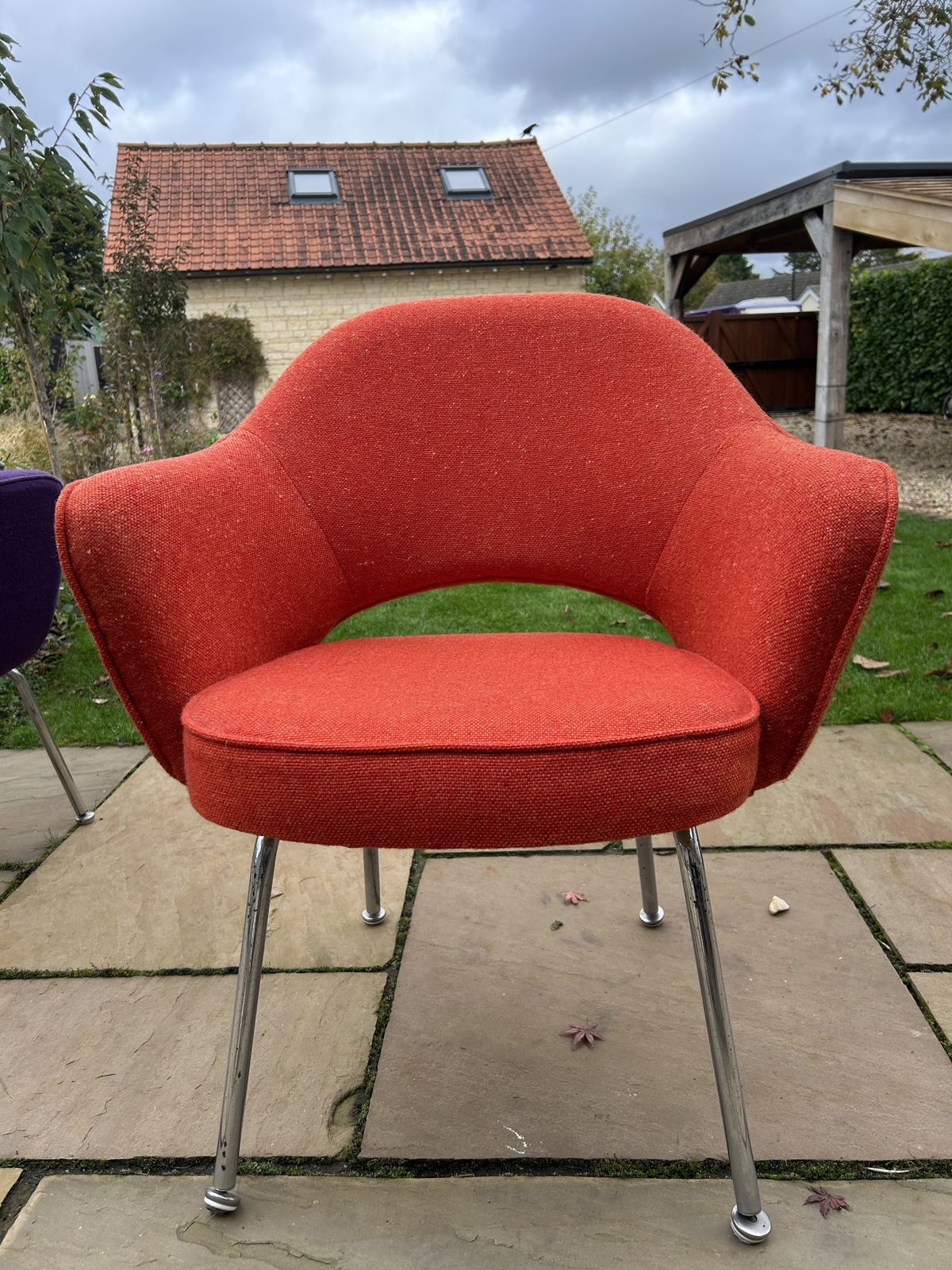 Saarinen Conference Chairs, Orange Upholstery, Polished Legs