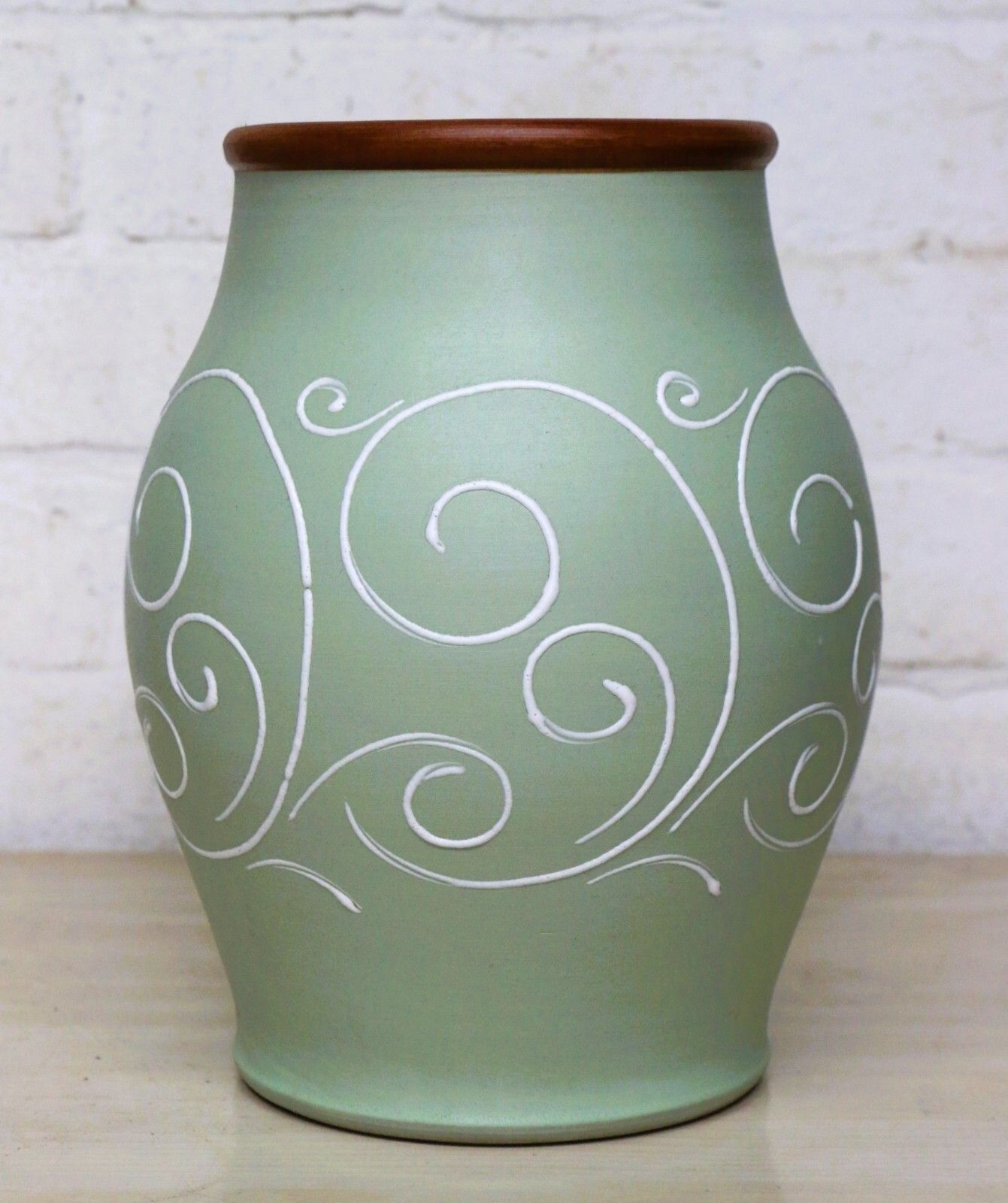 Vintage Denby Pottery Studio Pottery Vase Sage Matte Green Mid Century Vgc