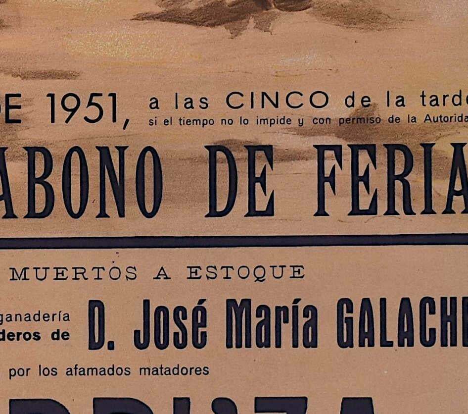 Juan Reus, Bullfighting Poster With Carlos Arruza, Salamancar 12 September 1951 photo Art