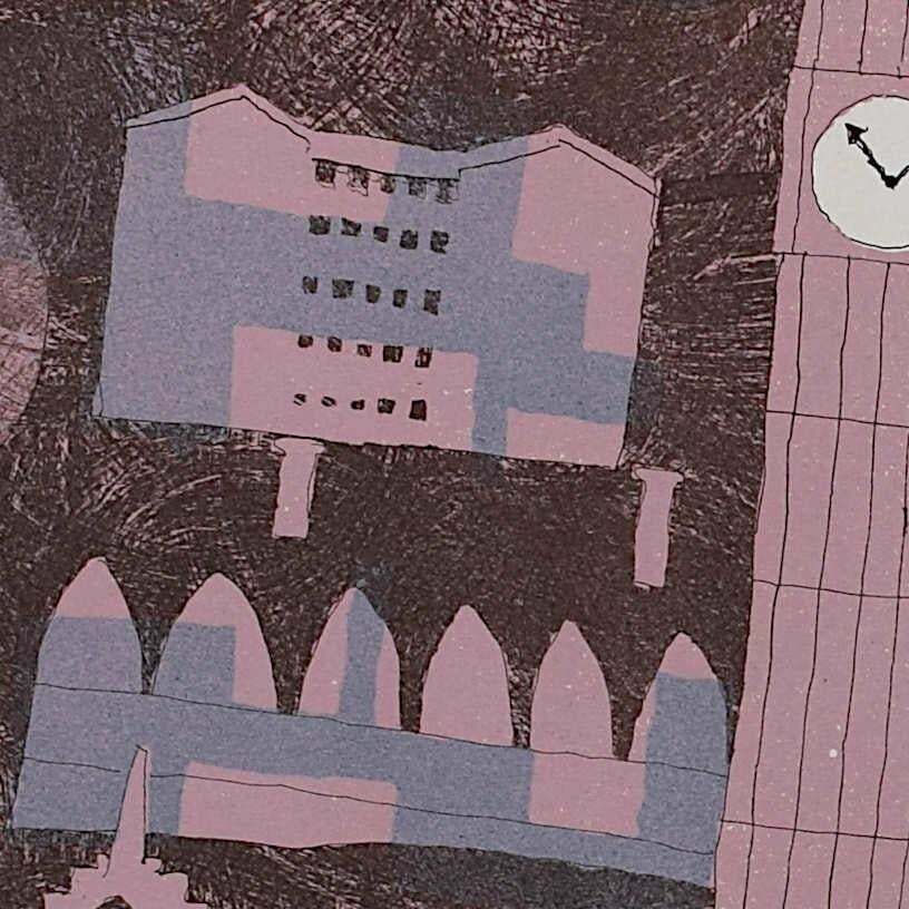 Julian Trevelyan, Westminster, Etching And Aquatint, 1969 70 photo Art