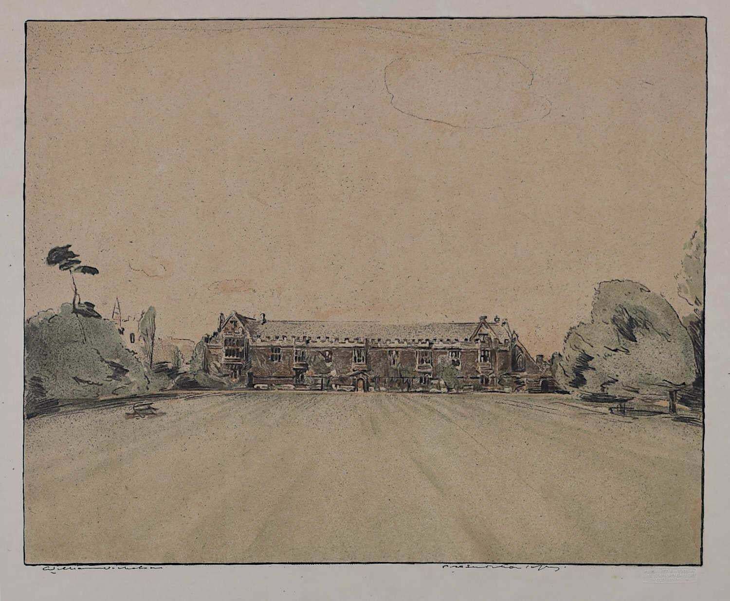 William Nicholson, St John's College, Oxford II, Lithograph By William Nicholson, 1906