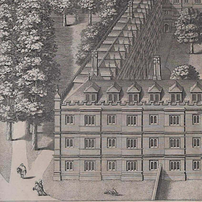 Pieter Van Der Aa, Clare College, Cambridge (Aerial View) By David Loggan, 1727 photo 2285.0