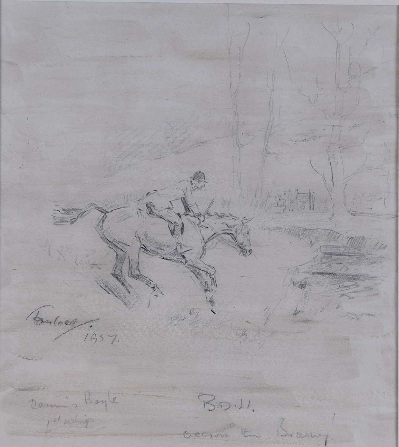 Braes Of Derwent Hunt, Drawing By Tom Carr