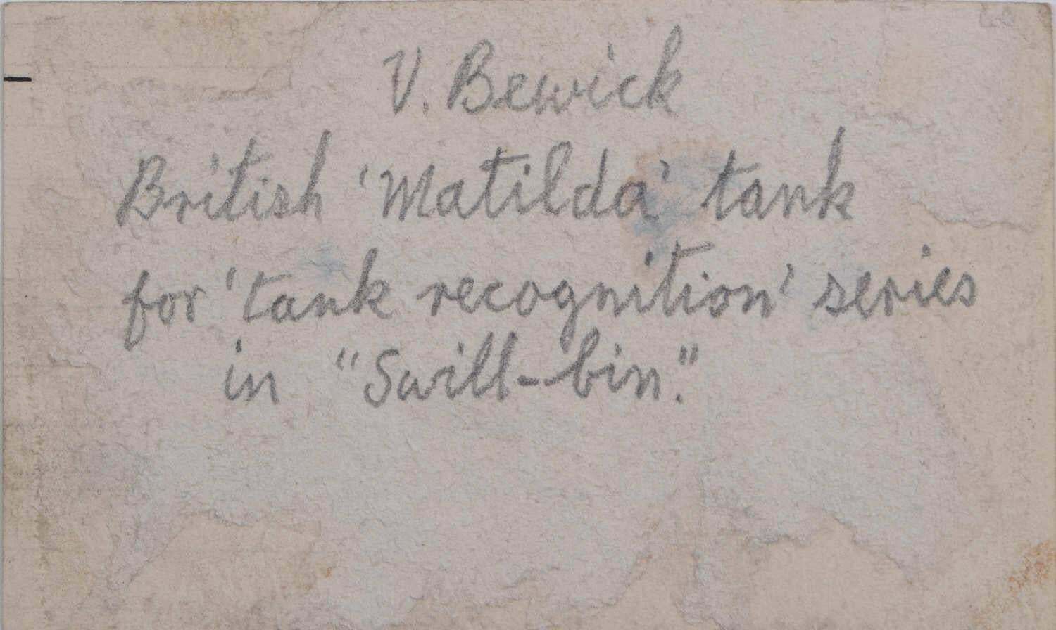 Vivian Bewicksecond World War Swillbin Painting, British Matilda Tank1941 photo Art
