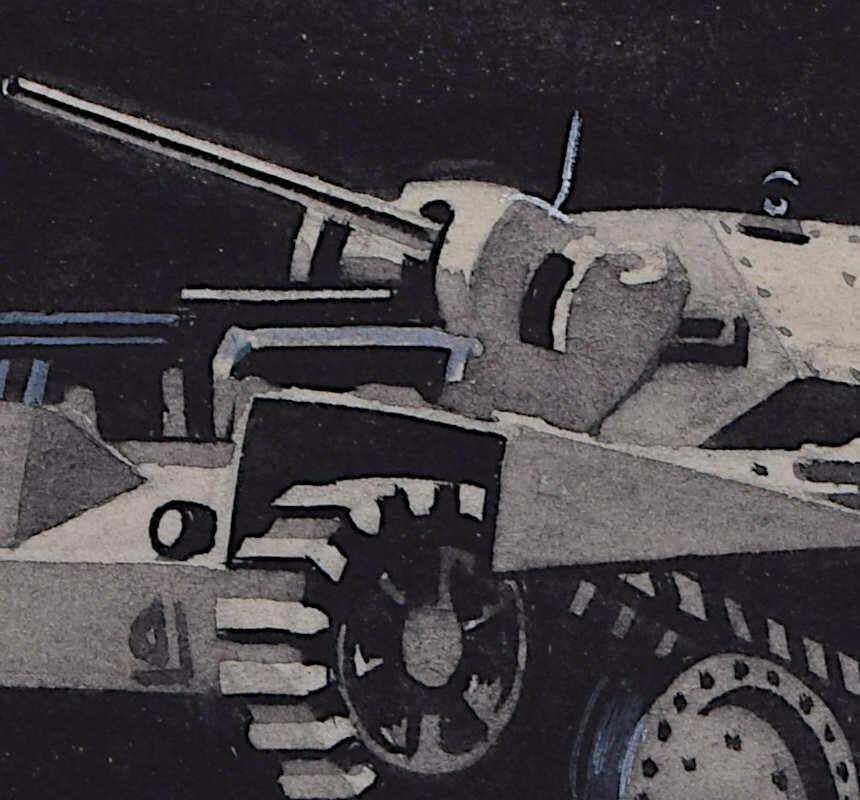 Vivian Bewicksecond World War Swillbin Painting, British Valentine Tank1941 photo furniture