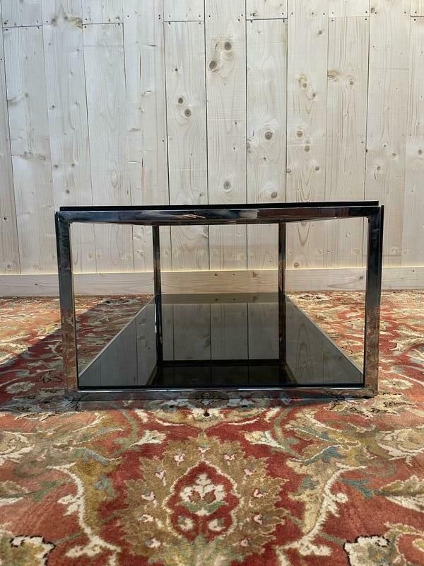 Table Basse 1970 En Chrome Et Verre Fumé photo vinterior