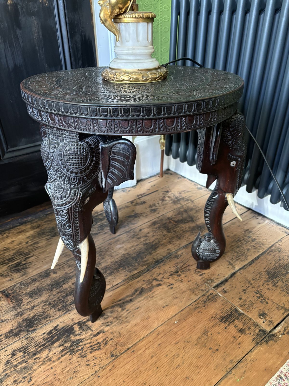 Heavily Carved Elephant Table Early Example Not A Recent Reproduction photo for sale