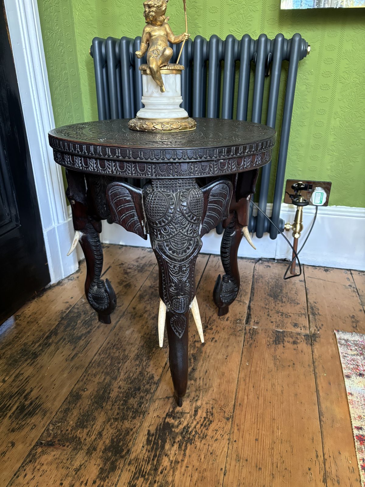 Heavily Carved Elephant Table Early Example Not A Recent Reproduction photo 325.0